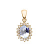 Diamond And March Birthstone Aquamarine Yellow Gold Elegant Pendant Necklace