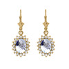 Diamond And March Birthstone Aquamarine Yellow Gold Dangling Earrings