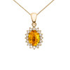 Diamond And Citrine Yellow Gold Elegant Pendant Necklace
