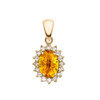 Diamond And Citrine Yellow Gold Elegant Pendant Necklace