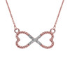 Diamond Double Heart Infinity Rope Rose Gold Necklace