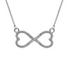 Diamond Double Heart Infinity Rope White Gold Necklace