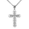 White Gold Filigree Dainty Cross Pendant Necklace