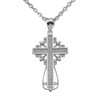 White Gold Latin Filigree Cross Pendant Necklace
