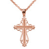 Rose Gold Heart Filigree Cross Pendant Necklace