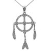 White Gold And Cubic Zirconia Dream Catcher Pendant Necklace