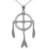 Dream Catcher White Gold And Cubic Zirconia Pendant Necklace