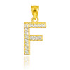 Gold Letter "F" Diamond Initial Pendant Necklace