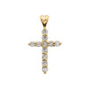 0.5 Carat Diamond Cross Elegant Yellow Gold Pendant Necklace