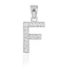 White Gold Letter "F" Diamond Initial Pendant Necklace