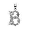 "B" Initial In Celtic Knot Pattern Sterling Silver Pendant Necklace