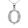 "O" Initial In Celtic Knot Pattern Sterling Silver Pendant Necklace