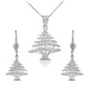 Sterling Silver Lebanese Cedar Tree Necklace Earring Set