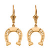 14K  Yellow Gold Filigree Horseshoe Earrings