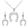 Sterling Silver Filigree Horseshoe Necklace Earring Set