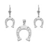 Sterling Silver Filigree Horseshoe Necklace Earring Set