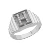 Sterling Silver Diamond Initial H Ring
