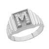 Sterling Silver Diamond Initial M Ring