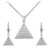 Sterling Silver Egyptian Pyramid Triangle Necklace Earring Set