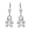 14K White Gold Love Bear Earrings