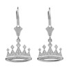 14K White Gold Royal Crown Earrings