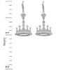 14K White Gold Royal Crown Earrings