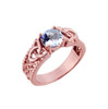 Rose Gold Celtic Knot Aquamarine Gemstone Ring