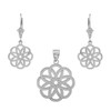 Sterling Silver Celtic Knot Round Flower Necklace Earring Set
