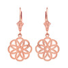 14K Rose Gold Celtic Knot Round Flower Earrings