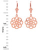 14K Rose Gold Celtic Knot Round Flower Earrings