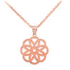 Rose Gold Celtic Knot Round Flower Pendant Necklace