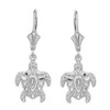 14K White Gold Tribal Hawaiian Turtle  Earrings