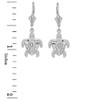 14K White Gold Tribal Hawaiian Turtle  Earrings