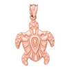 Rose  Gold Tribal Hawaiian Turtle Pendant Necklace