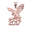 Rose Gold Class of 2017 Graduation Eagle Holding Diploma Pendant Necklace