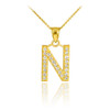 Gold Letter "N" Initial Diamond Monogram Pendant Necklace