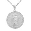 Sterling Silver St. Andrew Circle Medallion CZ Stone Pendant Necklace (Medium)