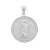 Sterling Silver St. Andrew Circle Medallion CZ Stone Pendant Necklace (Medium)