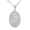 Sterling Silver St. Andrew Oval Medallion CZ Stone Pendant Necklace (Medium)