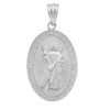 Sterling Silver St. Andrew Oval Medallion CZ Stone Pendant Necklace (Medium)