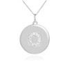 White Gold Letter "O" Initial Diamond Disc Pendant Necklace