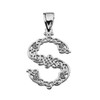"S" Initial In Celtic Knot Pattern Sterling Silver Pendant Necklace