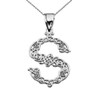 "S" Initial In Celtic Knot Pattern Sterling Silver Pendant Necklace