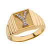 Yellow Gold Diamond Initial Y Ring