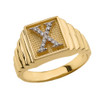 Yellow Gold Diamond Initial X Ring