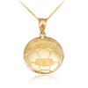 Yellow Gold Soccer Mom Soccer Ball Sports Pendant Necklace