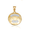 Two Tone Yellow Gold Soccer Mom Soccer Ball Sports Pendant Necklace