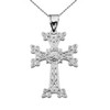 Eternity "Khachkar" Armenian Cross White Gold Pendant Necklace (Medium)