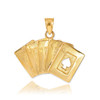 Gold Poker Royal Flush Pendant Necklace