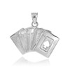 White Gold Poker Royal Flush Pendant Necklace